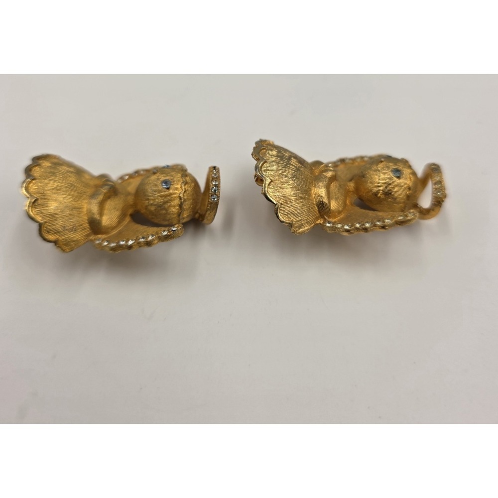 2‎ VTG Ultra Signed Angels on My Shoulder Rhinestone Gold Tone Pin Brooches 1.5" - Picture 4 of 7